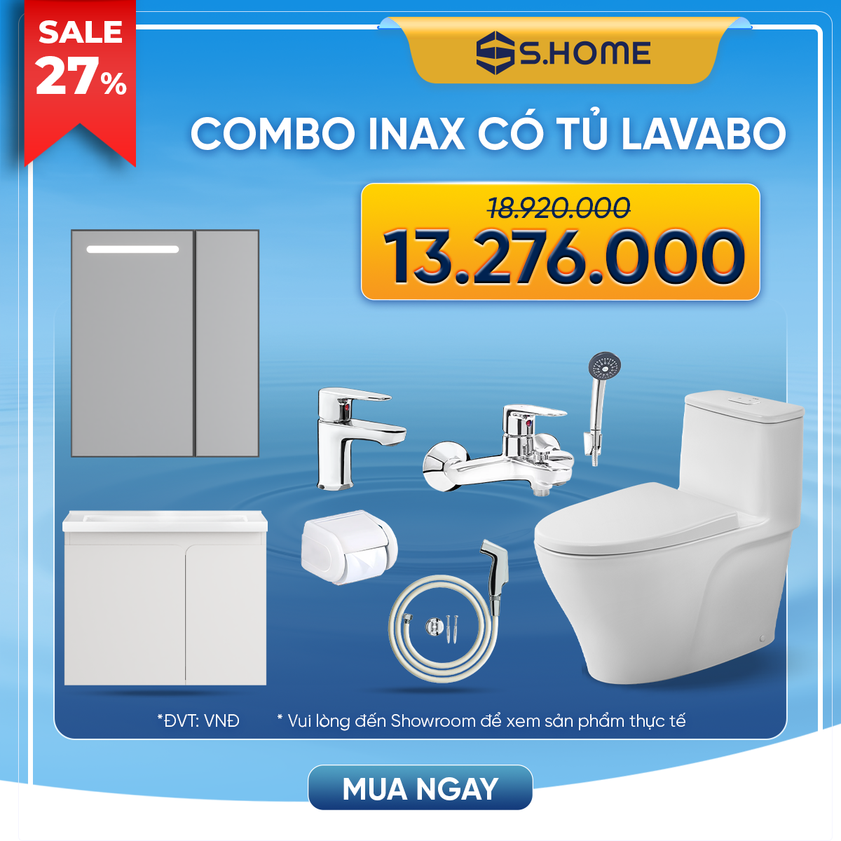 COMBO INAX CÓ TỦ LAVABO MORRIS